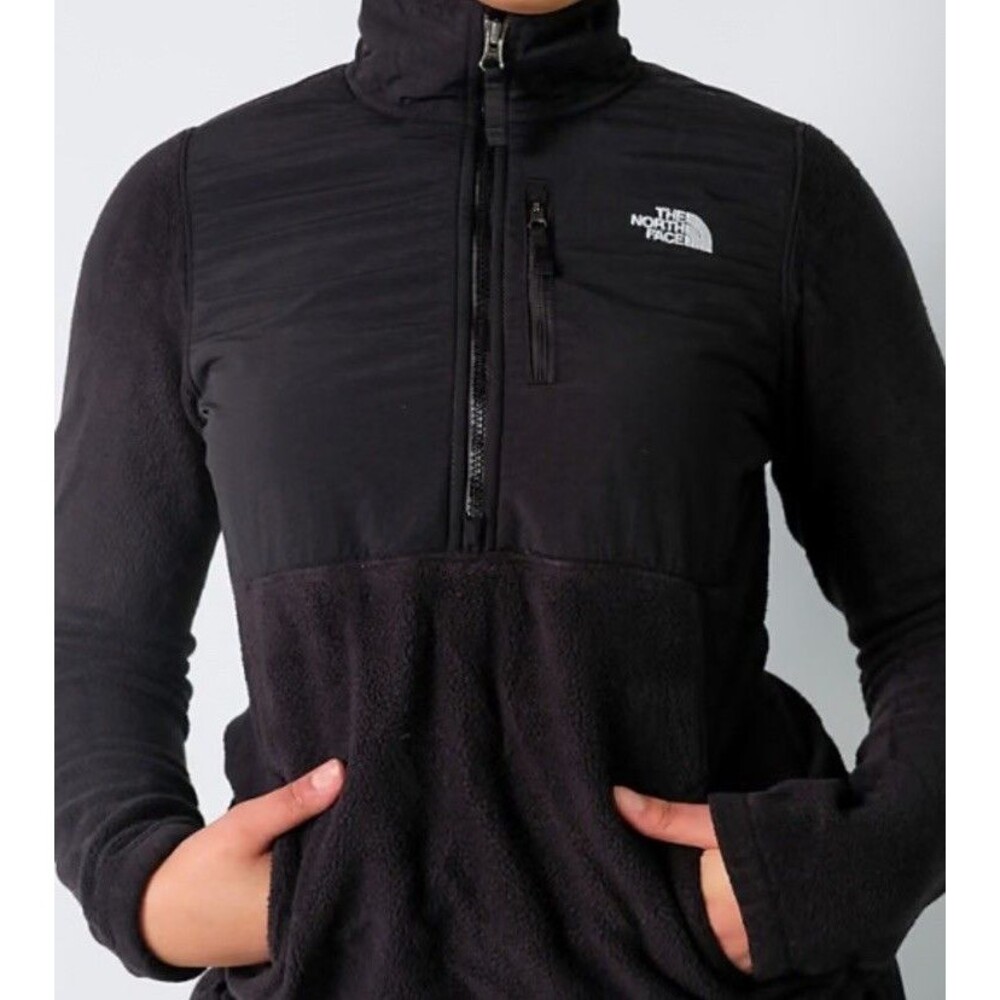 The North Face Women's Black Fleece 1/2 Zip Jacket High Neck Pockets Sz XS
